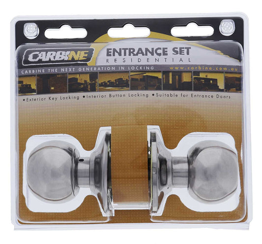 Carbine Aintree SC9000 Cylindrical Entrance set, C4 Keyed to Differ , Display Pack, Chrome Plate