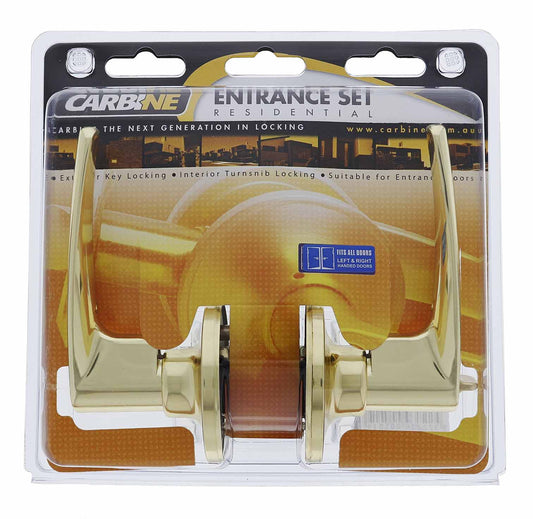 Carbine Kingston SL7000 Tiebolt Standard Entrance Lever set, C4 Keyed to Differ, Display Pack, Polished Brass