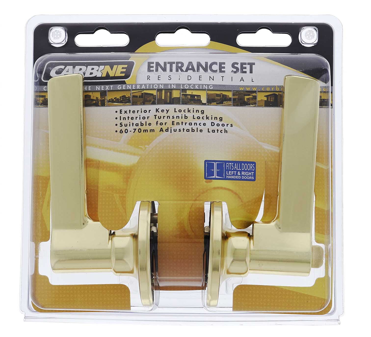 Carbine Diva SL9000 Tiebolt Entrance Lever set, C4 Keyed to Differ, Display Pack, Polished Brass