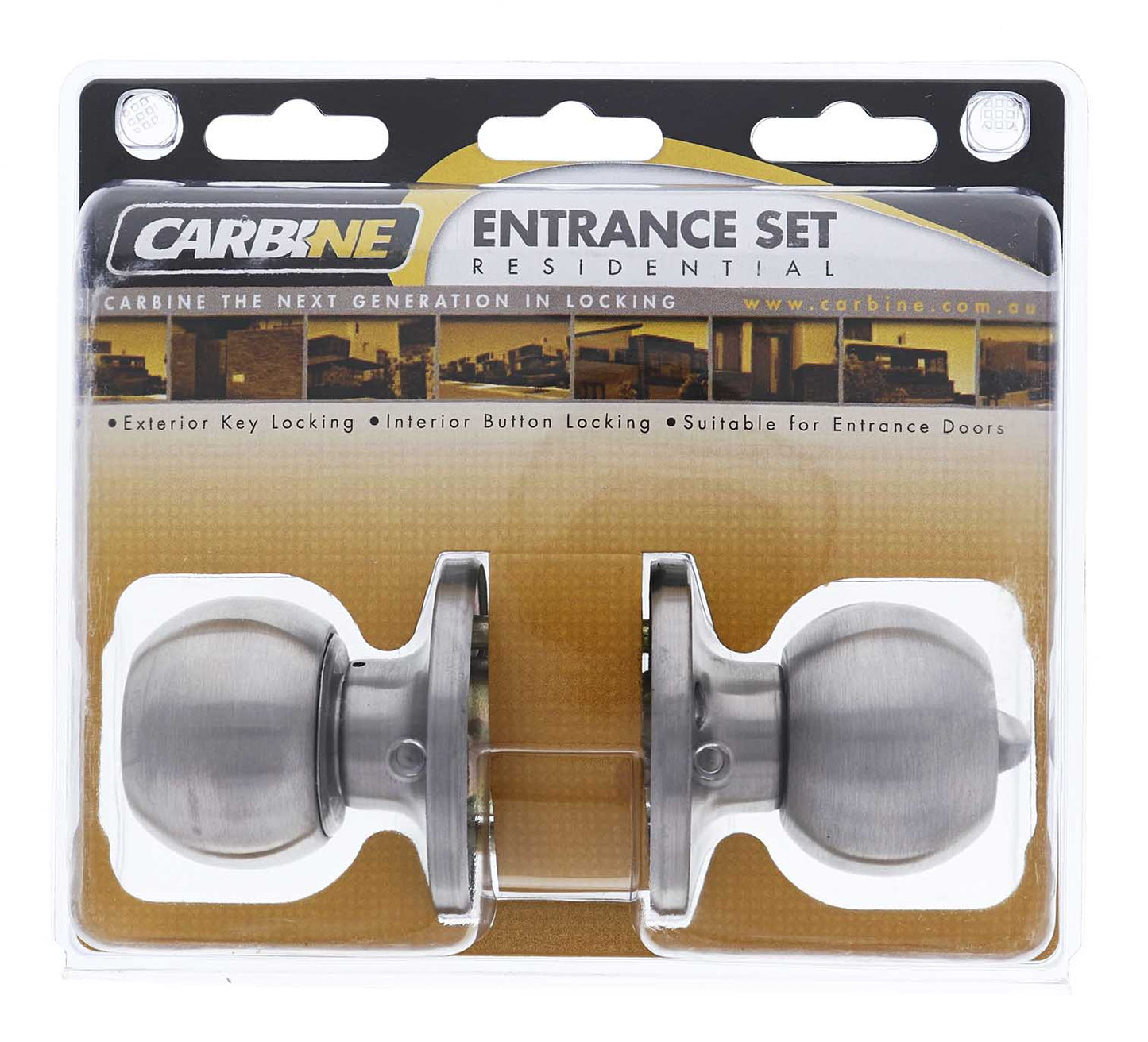 Carbine Aintree SS9000 Tiebolt Entrance set, , C4 Keyed to Differ , Display Pack, Satin Stainless Steel