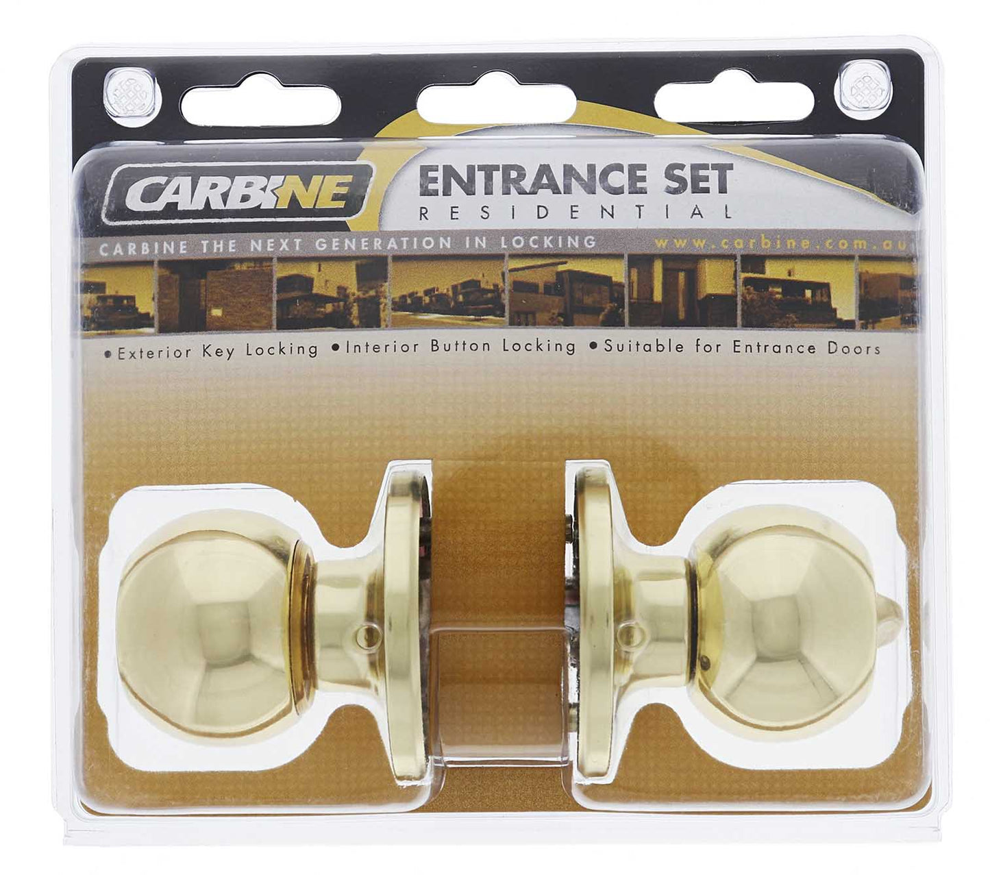 Carbine Aintree SS9000 Tiebolt Entrance set, , C4 Keyed Alike , Display Pack, Polished Brass