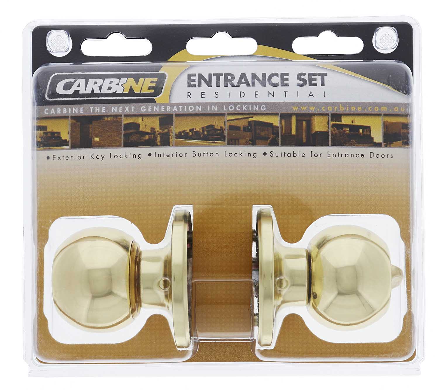 Carbine Aintree SS9000 Tiebolt Entrance set, , C4 Keyed to Differ , Display Pack, Polished Brass