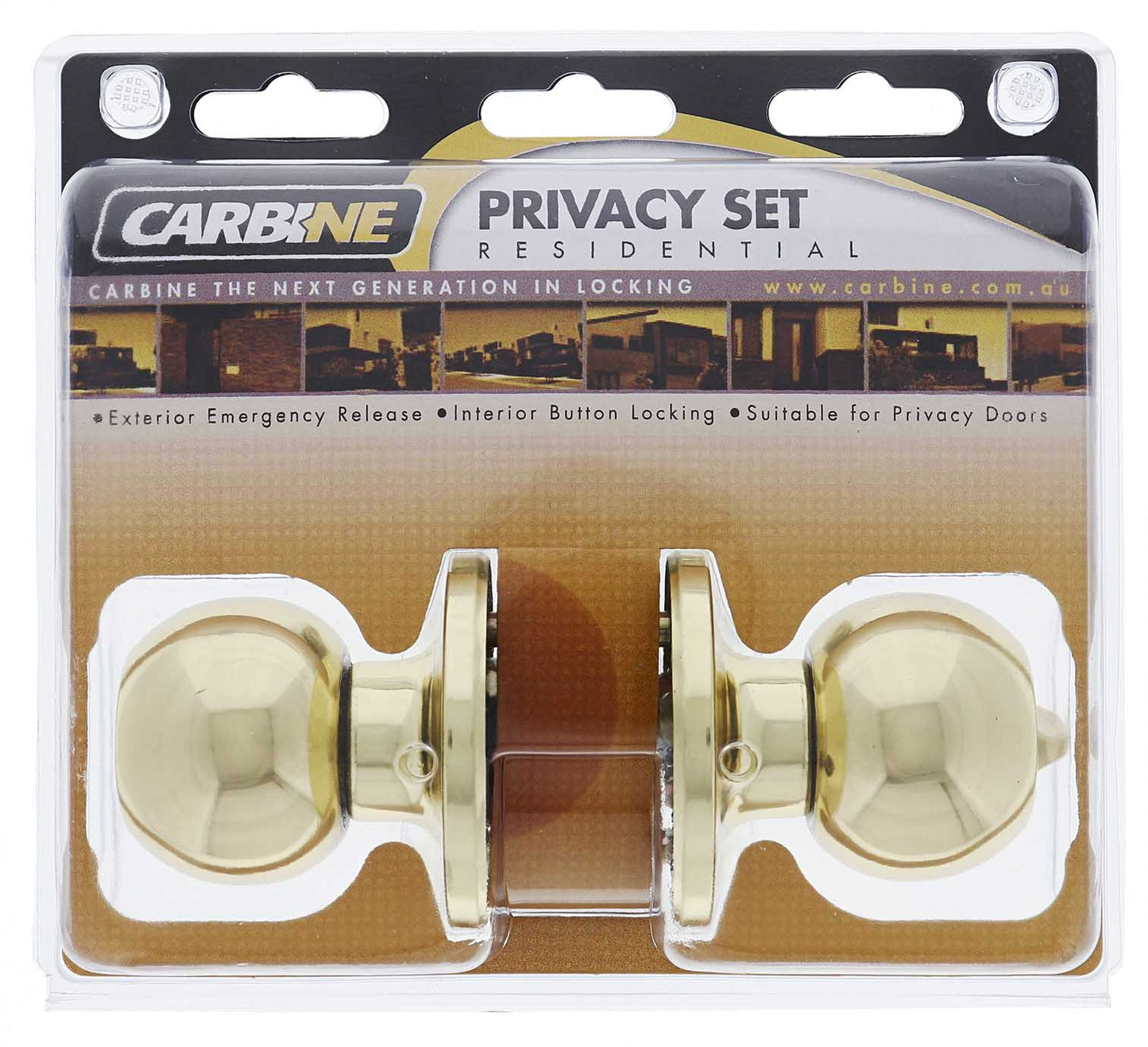 Carbine Aintree SS9000 Tiebolt Privacy set, , , Display Pack, Polished Brass