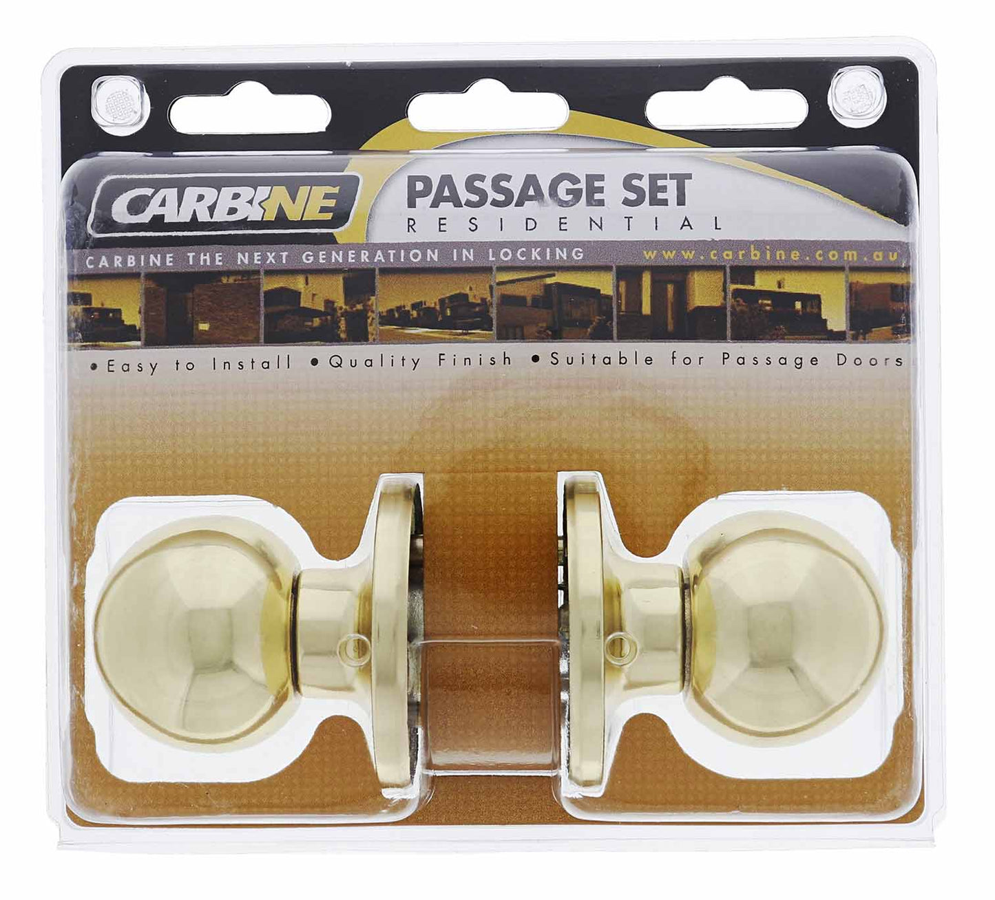 Carbine Aintree SS9000 Tiebolt Passage set, , , Display Pack, Polished Brass