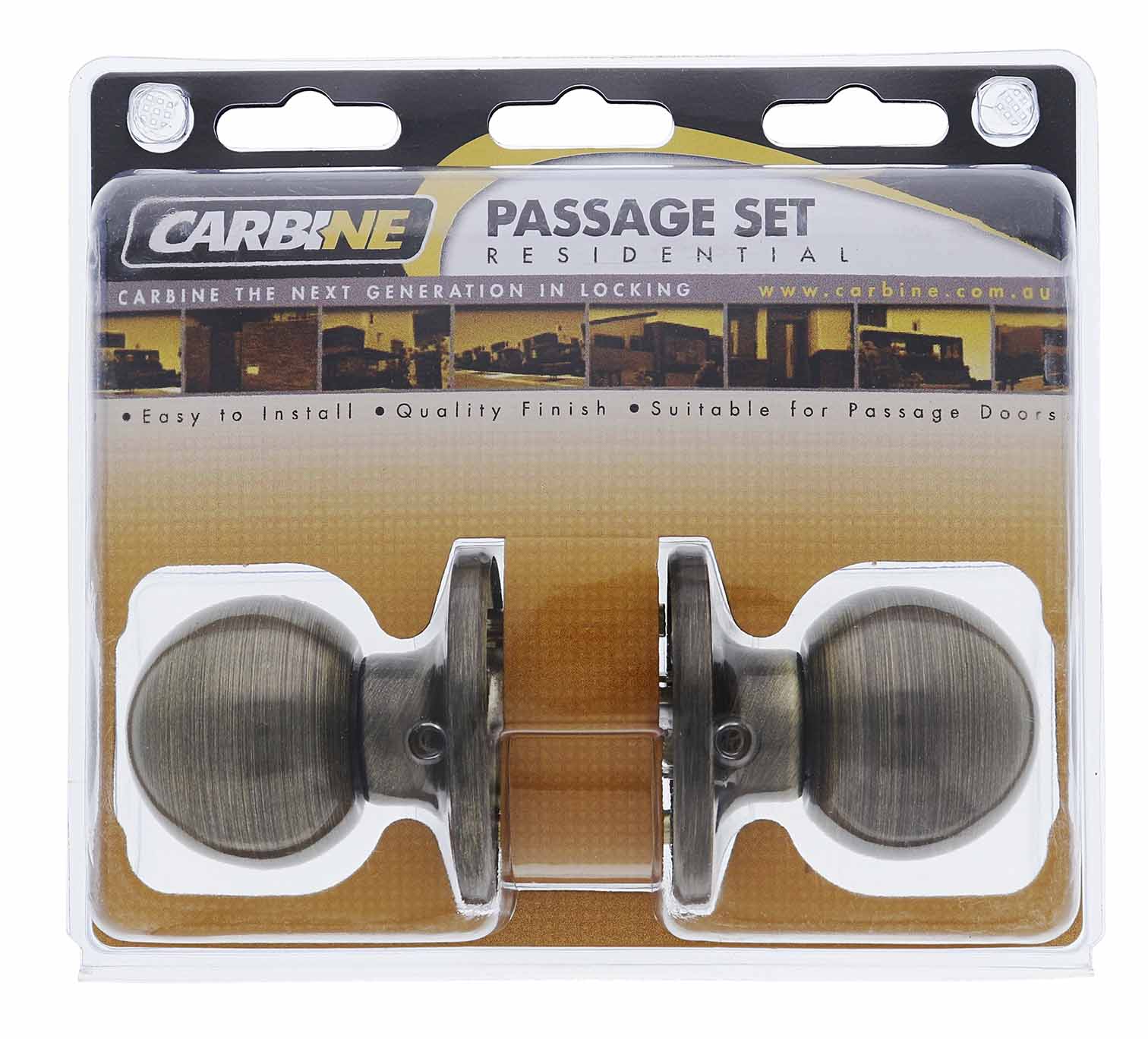 Carbine Aintree SS9000 Tiebolt Passage set, , , Display Pack, Antique Brass