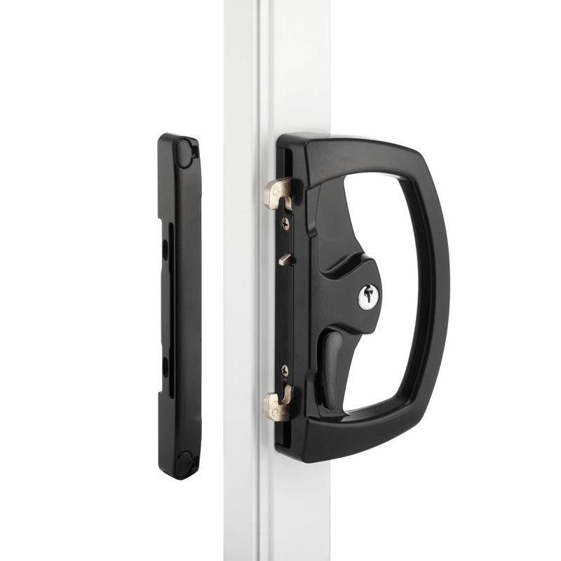 Austral Yarra Sliding Door Lock, Double Cylinder, Standard Outer Pull, D inner pull, 16mm Strike, Black