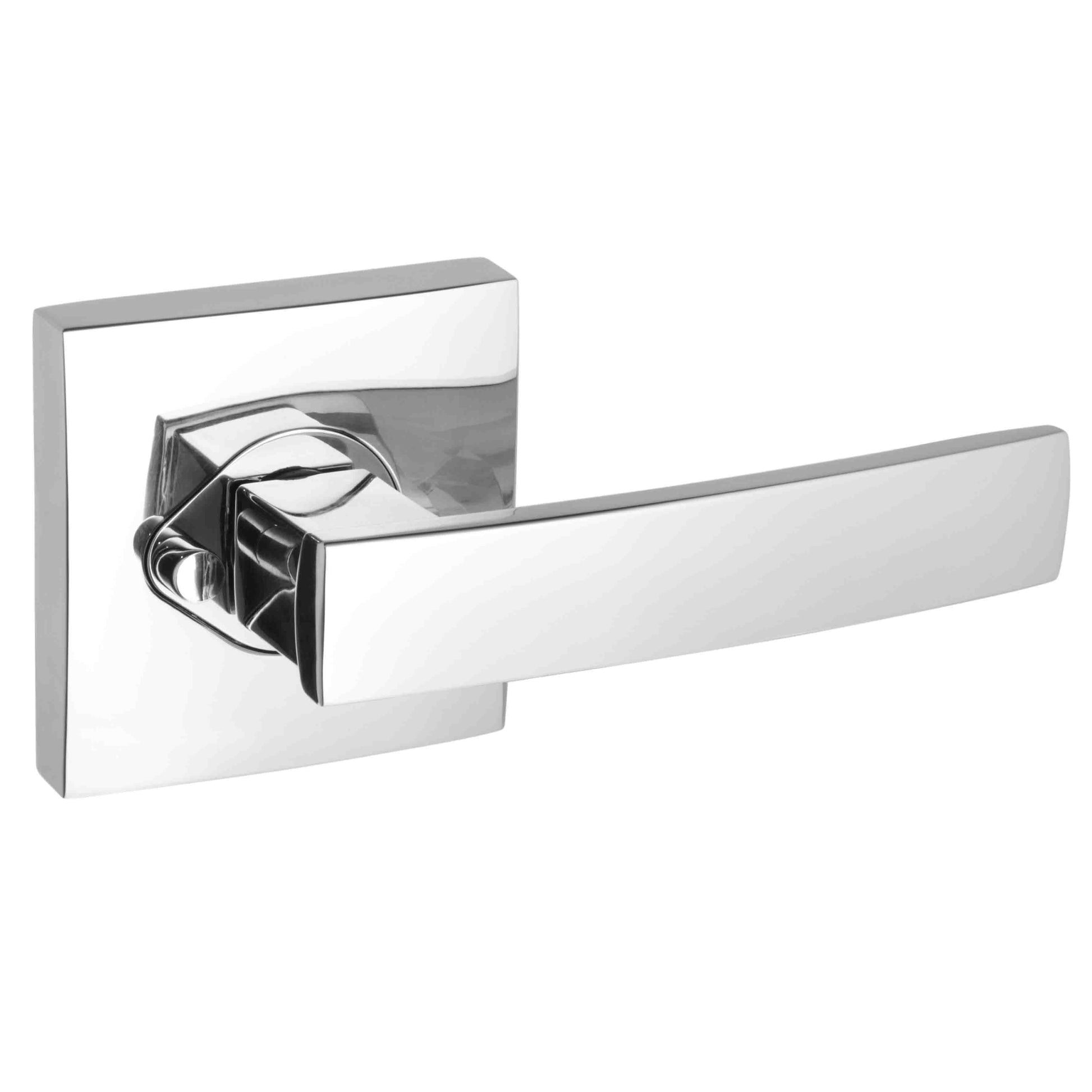 Neue Angular Square Rose Privacy Lever Set in Bright Chrome