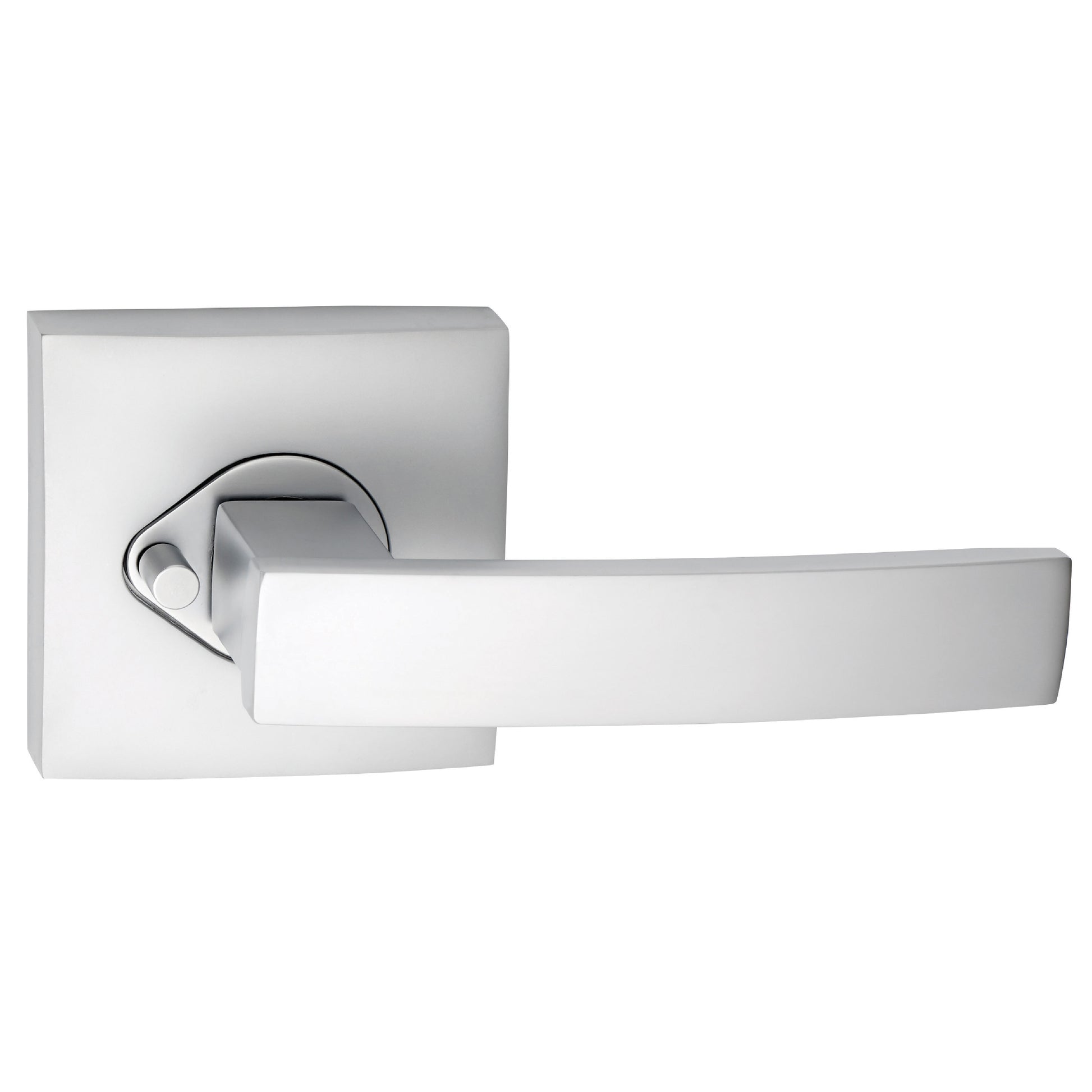 Neue Angular Square Rose Privacy Lever Set in Satin Chrome